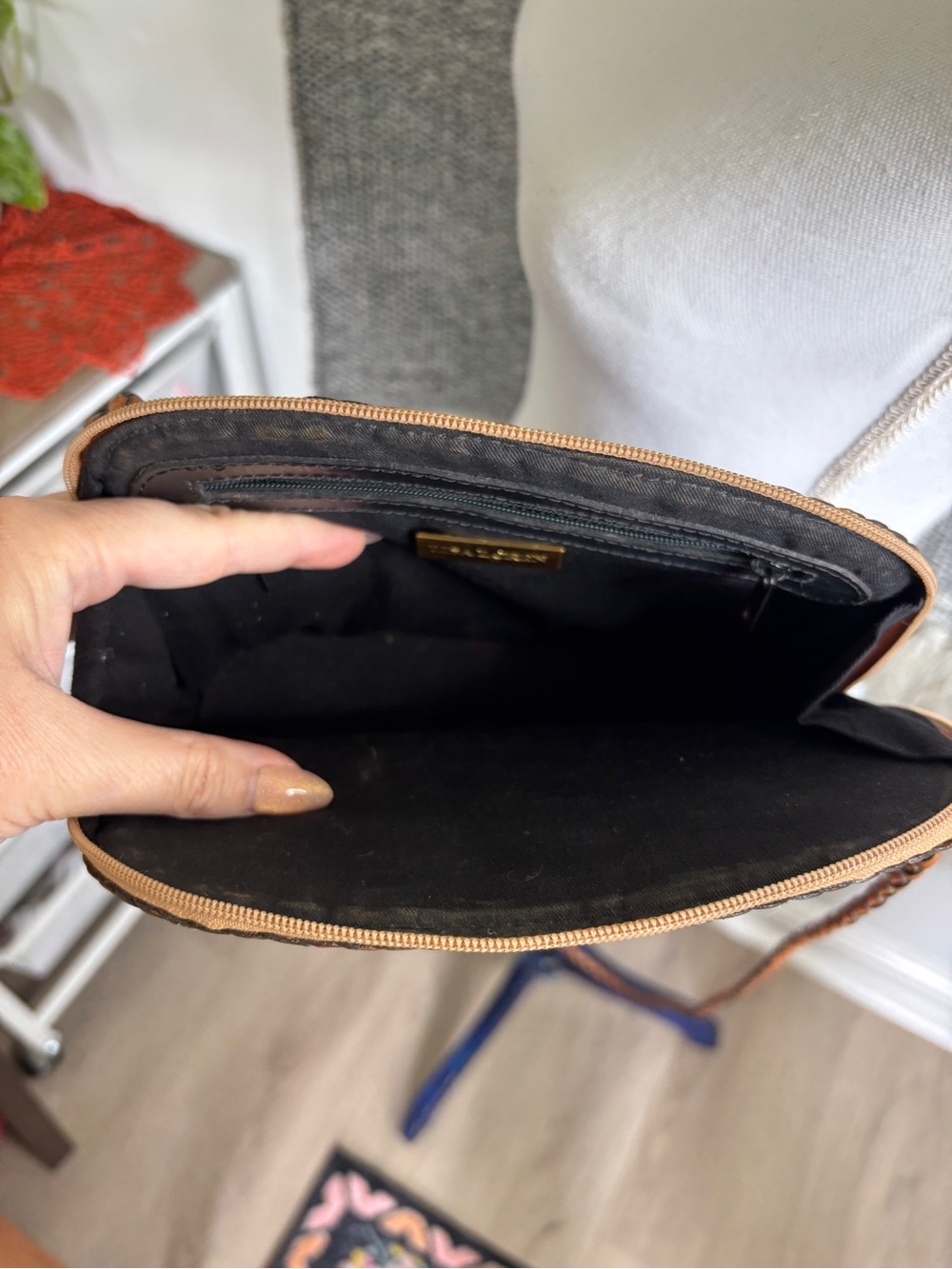 Woven Brown Leather Crossbody Bag - Picture 4 of 6